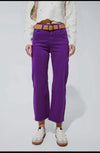 Cropped Wide Leg Purple Denim