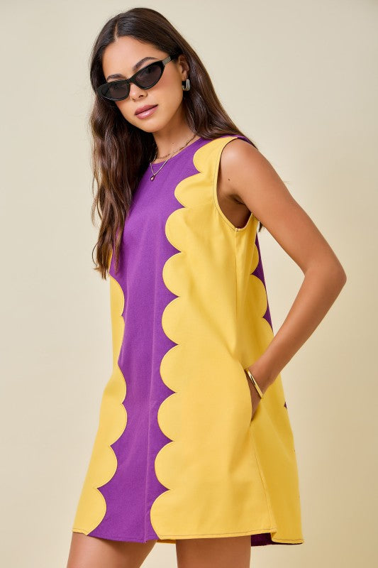 Scalloped Sleeveless Gameday Dress (August arrival)