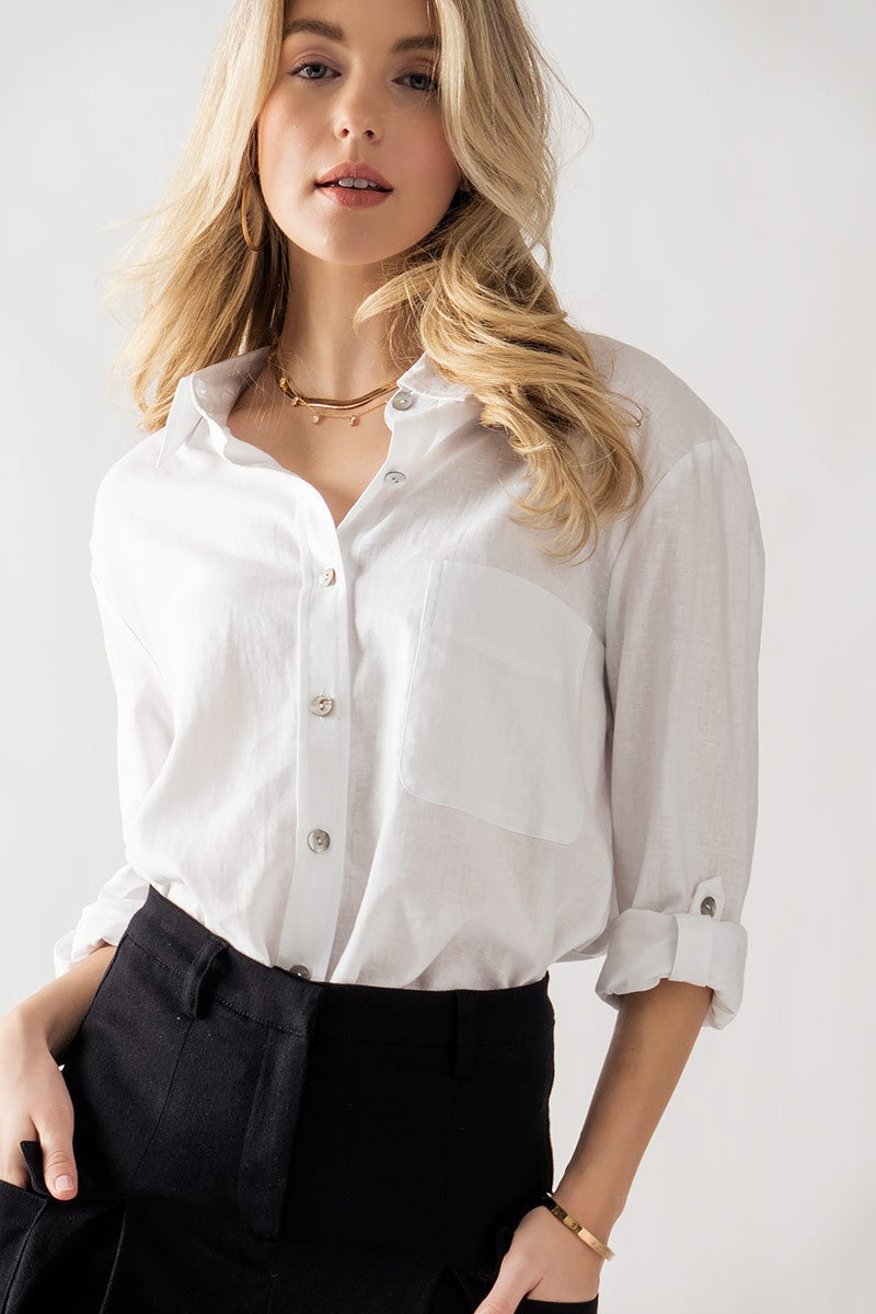 Relaxed Fit Button Down Top