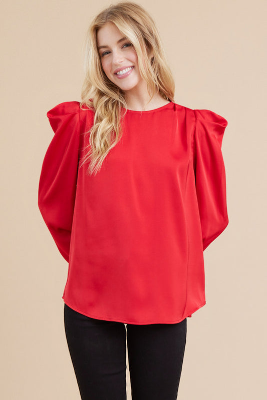 Satin Puff Sleeve Blouse