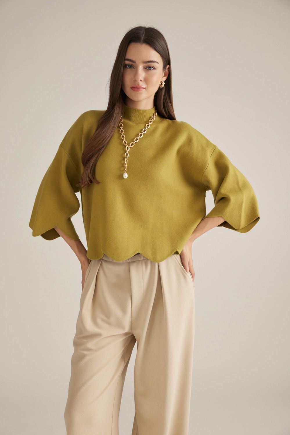Scalloped Hem Sweater