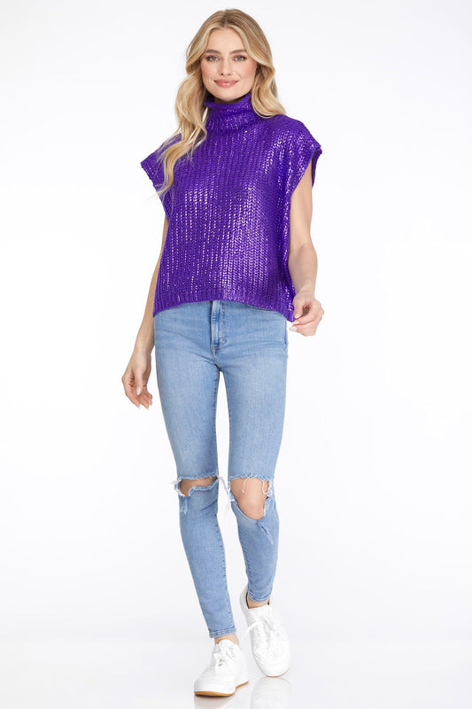 Metallic Foil Sweater Top