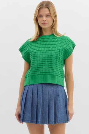 Solid Knit Sleeveless Sweater