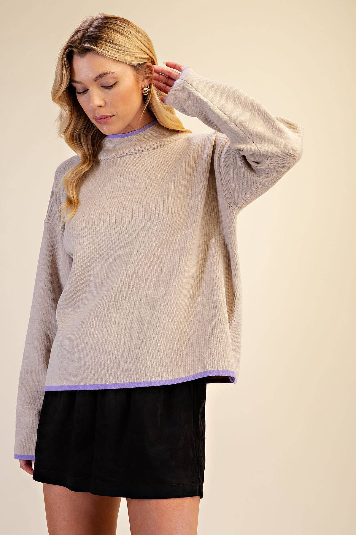 Mock Neck Long Sleeves Sweater