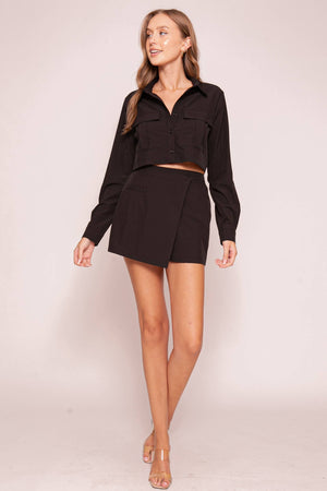 Tailored Wrap Front Skort
