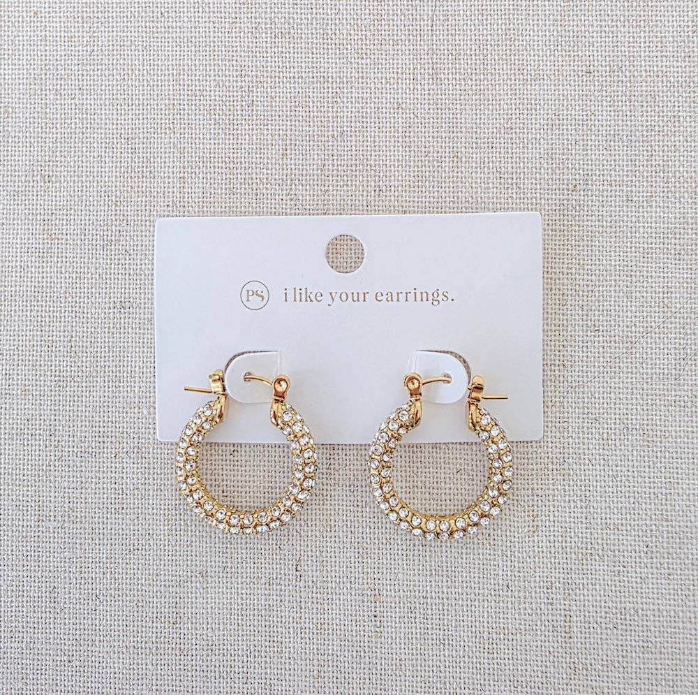 Lizzie Pave Hoops - WATERPROOF
