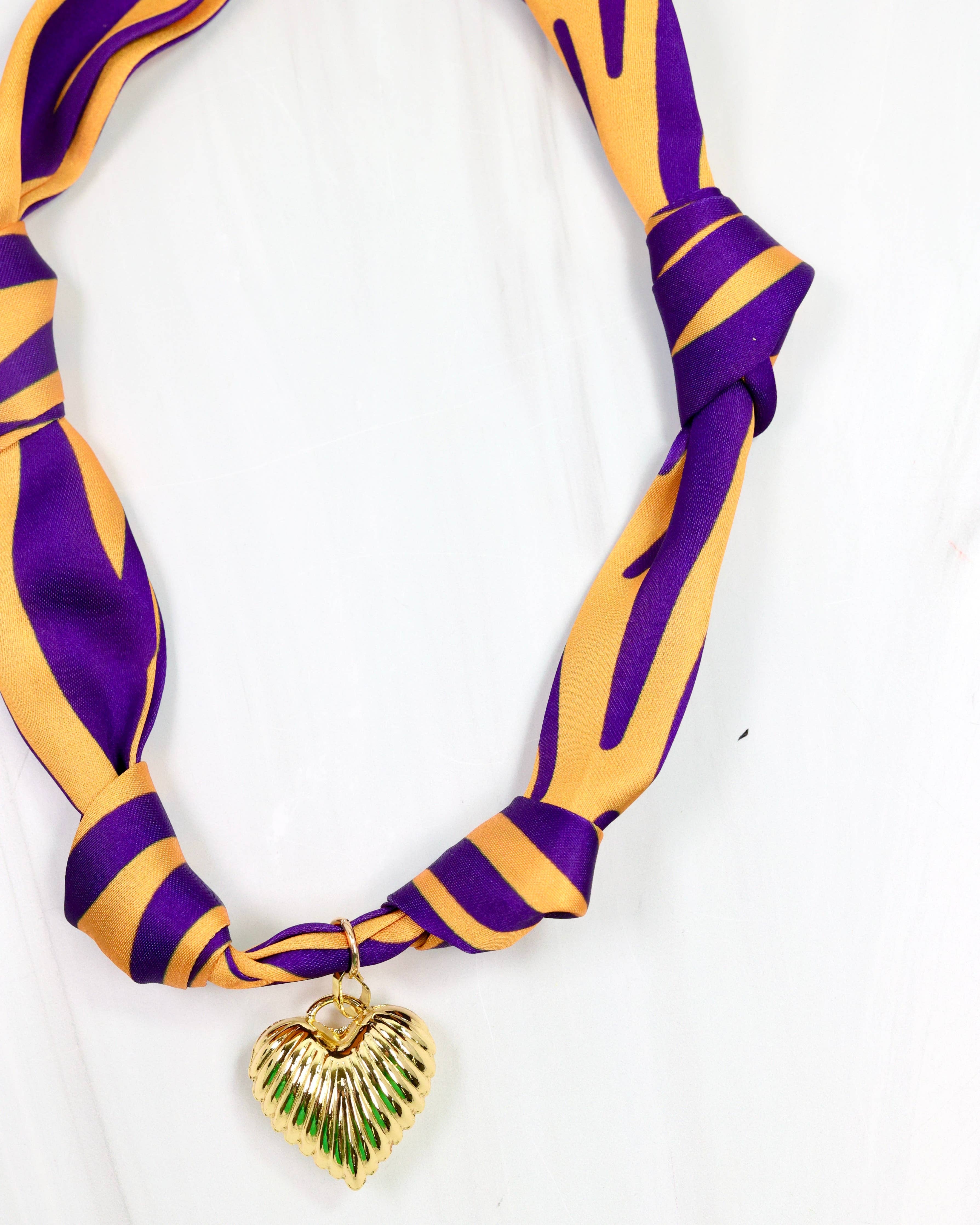 Purple & Gold Scarf Charm Necklace