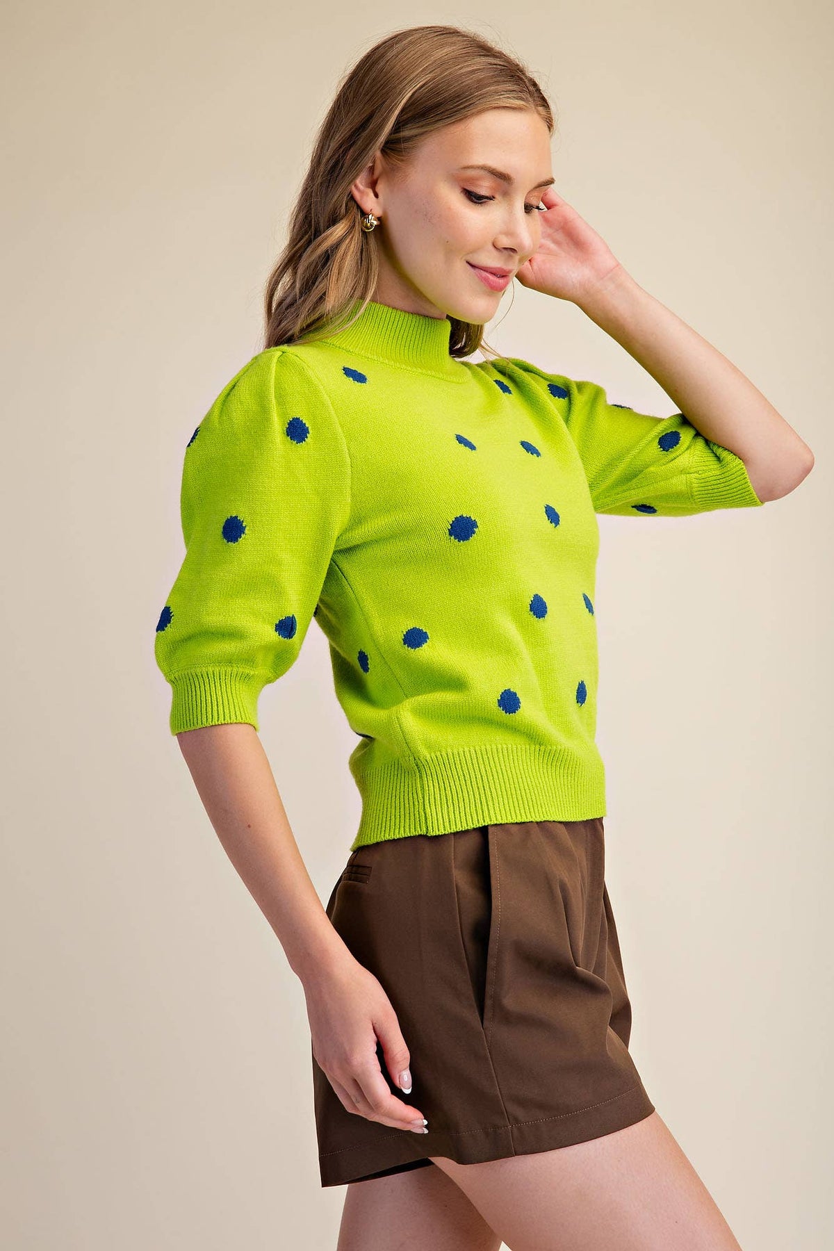 Polka Dot Mock Neck Sweater