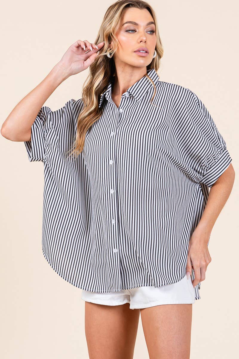 Oversized Striped Button Down Shirt