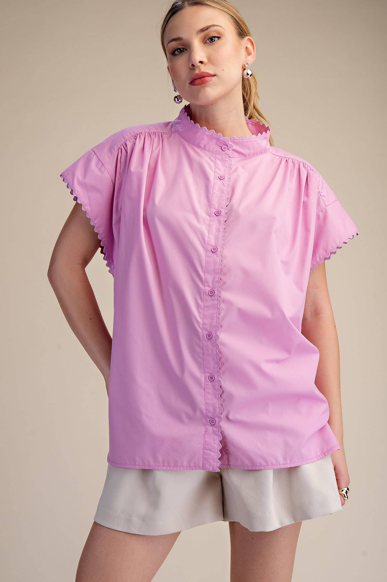Cap Sleeve Oversized Shirt