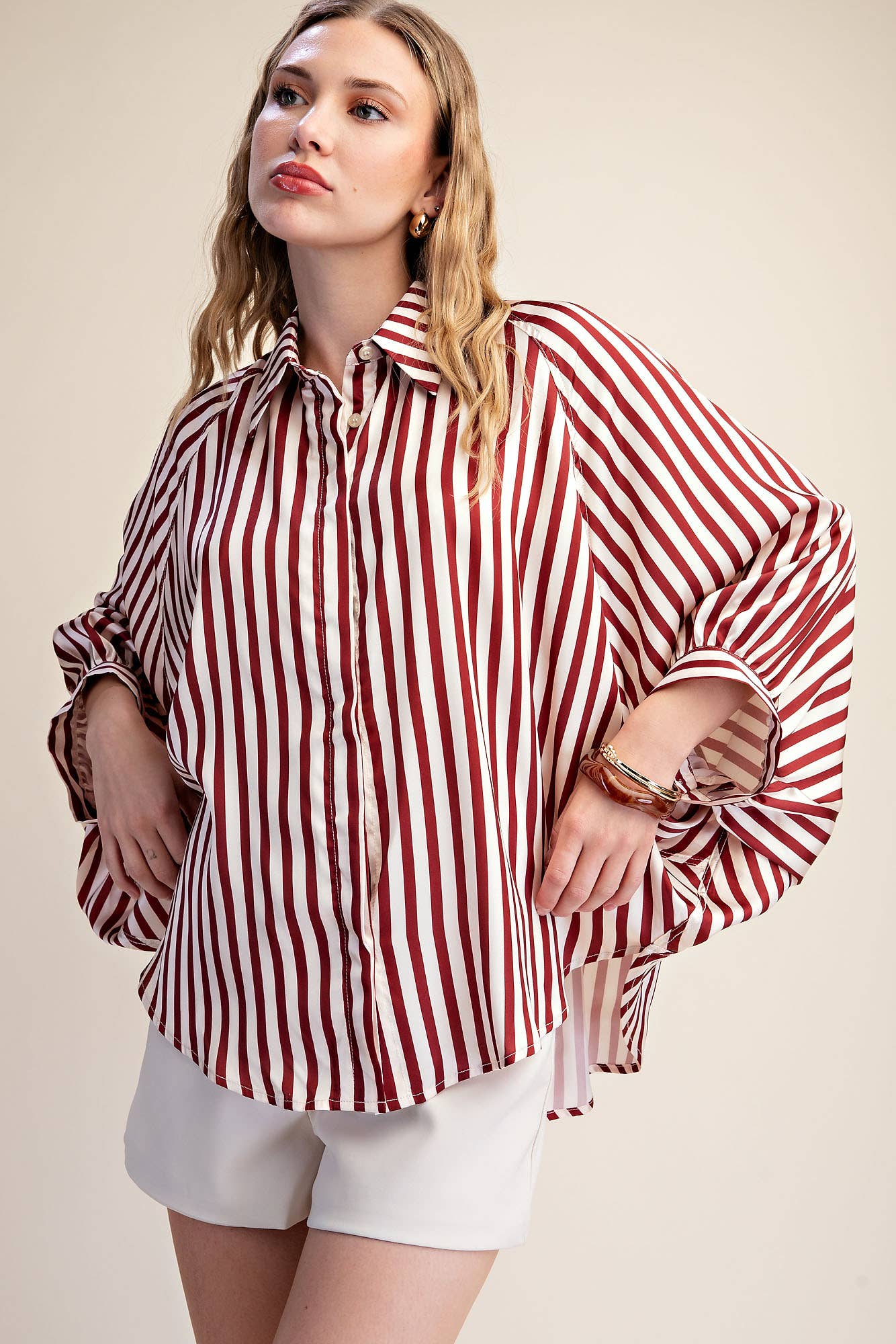 Stripe Wide Sleeve Buttondown (August Arrival)