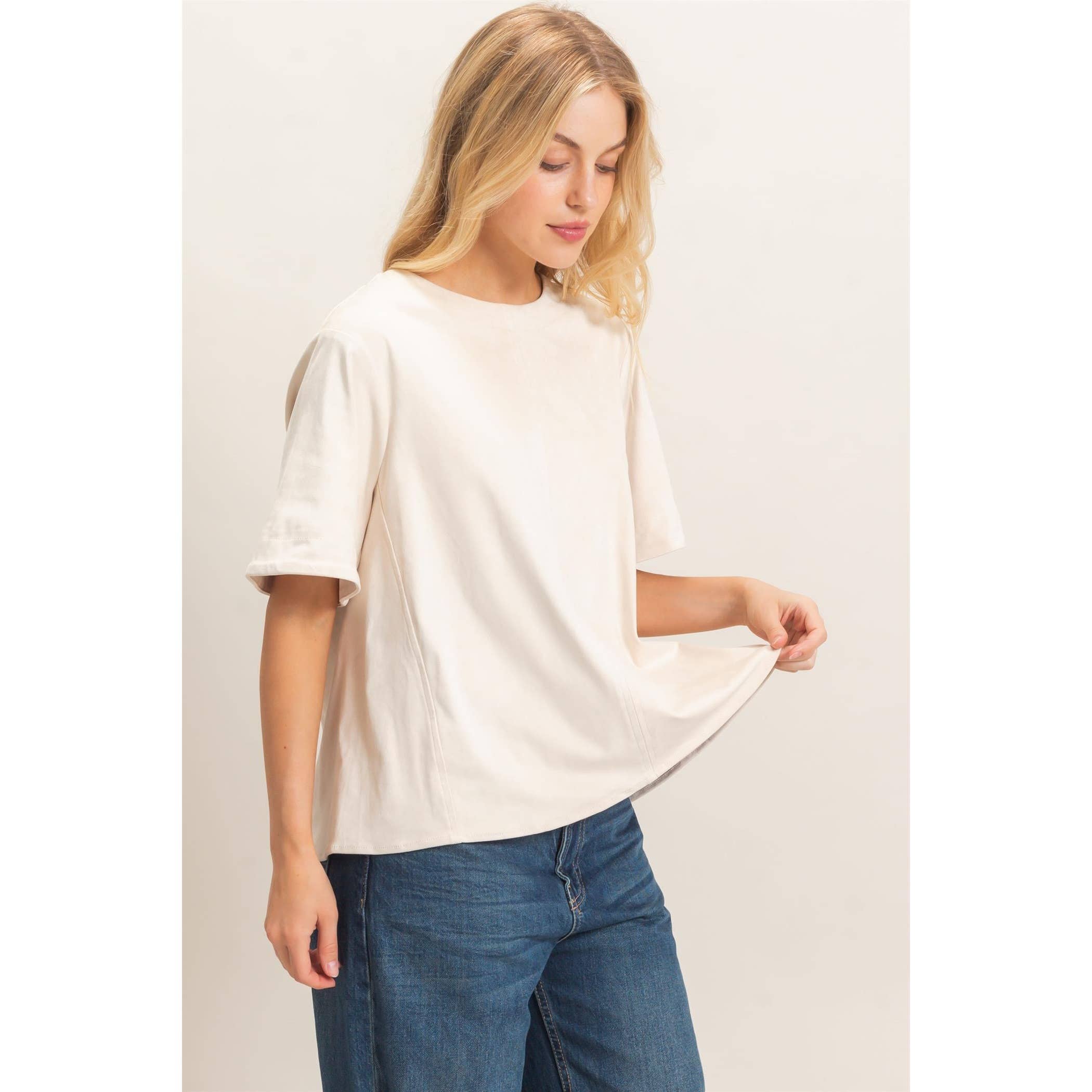 Suede Boat Neck Top (mid-September)