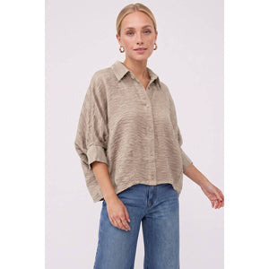 Textured Satin Dolman Short Sleeve Blouse