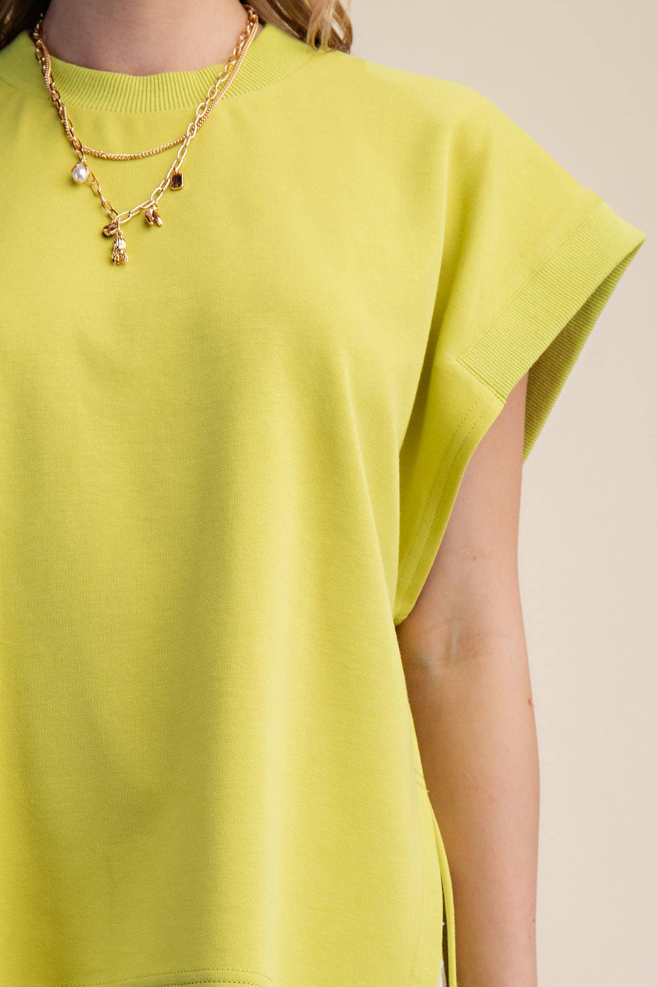 Round Neck Oversized Cap Sleeve