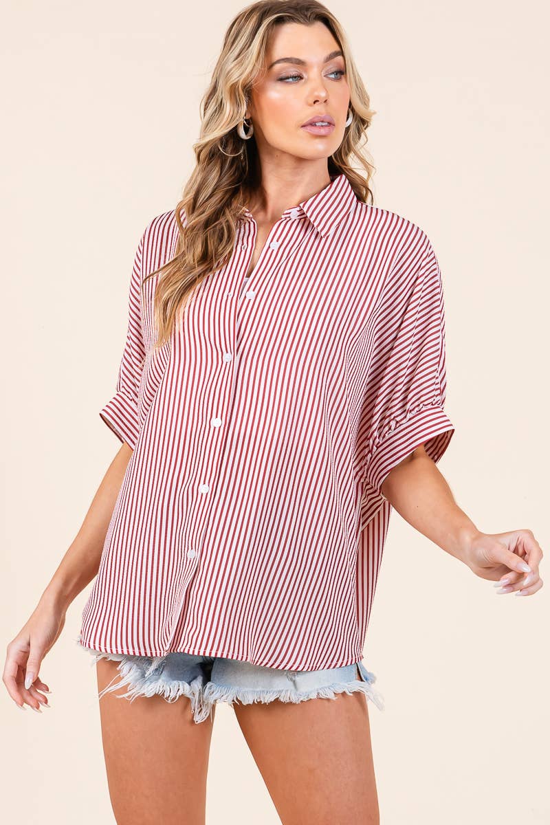 Oversized Striped Button Down Shirt