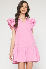Load image into Gallery viewer, Ruffle Sleeve Tiered Mini Dress

