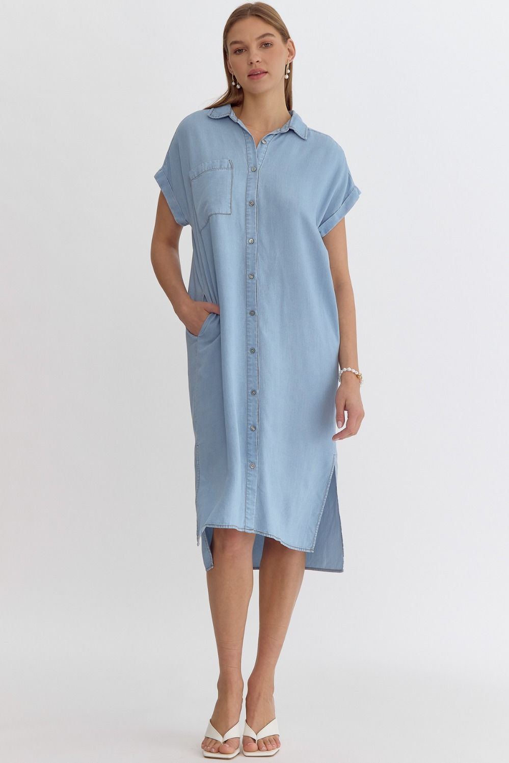 Denim Button Up Mini Dress