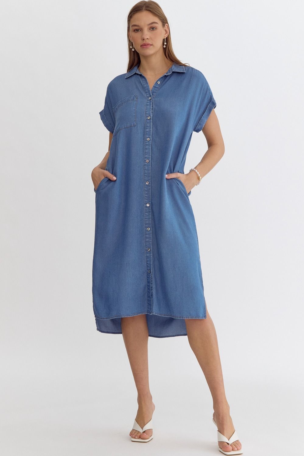 Denim Button Up Mini Dress