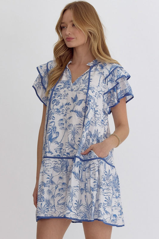 Ruffle Sleeve Dropwaist Dress