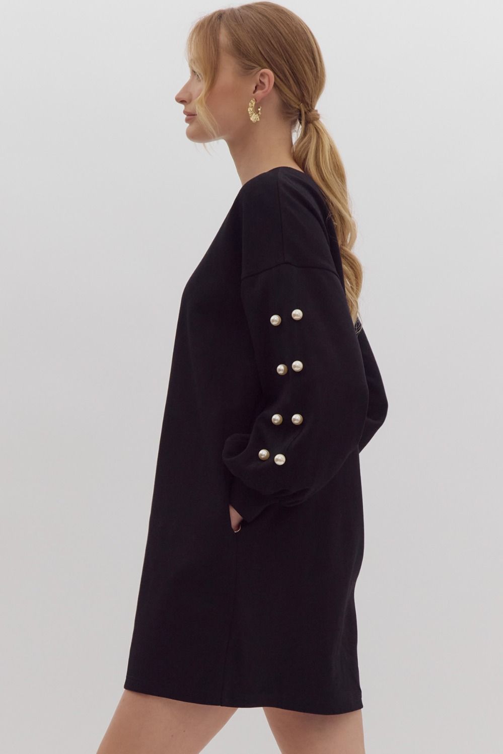 Pearl Embellished Sweater Dress