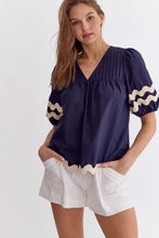 Load image into Gallery viewer, Ric Rac Detail Bubble Sleeve Top
