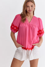 Load image into Gallery viewer, Ric Rac Detail Bubble Sleeve Top
