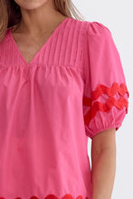 Load image into Gallery viewer, Ric Rac Detail Bubble Sleeve Top
