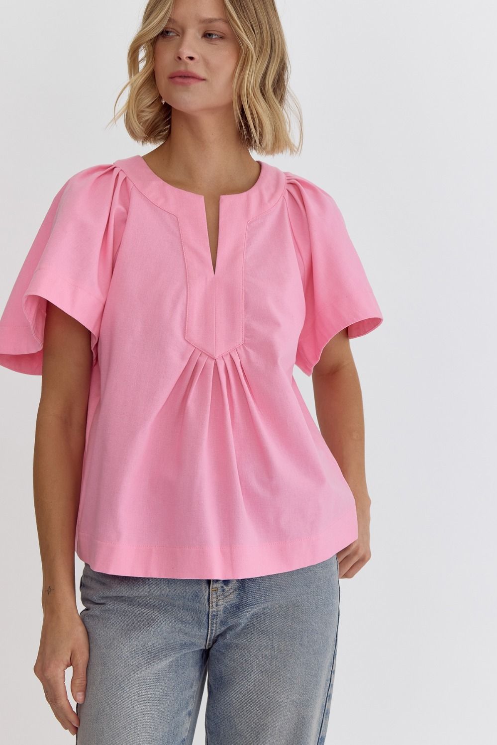 Flutter Sleeve Pleated Top