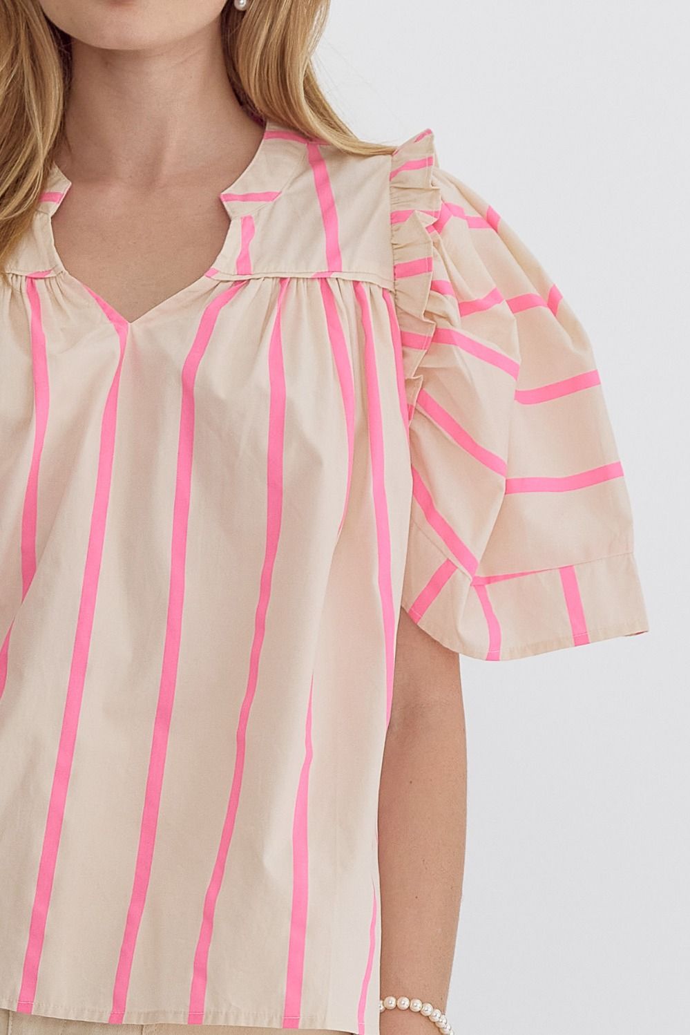 Solid Ruffle Trim Top