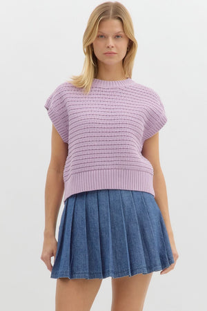 Solid Knit Sleeveless Sweater