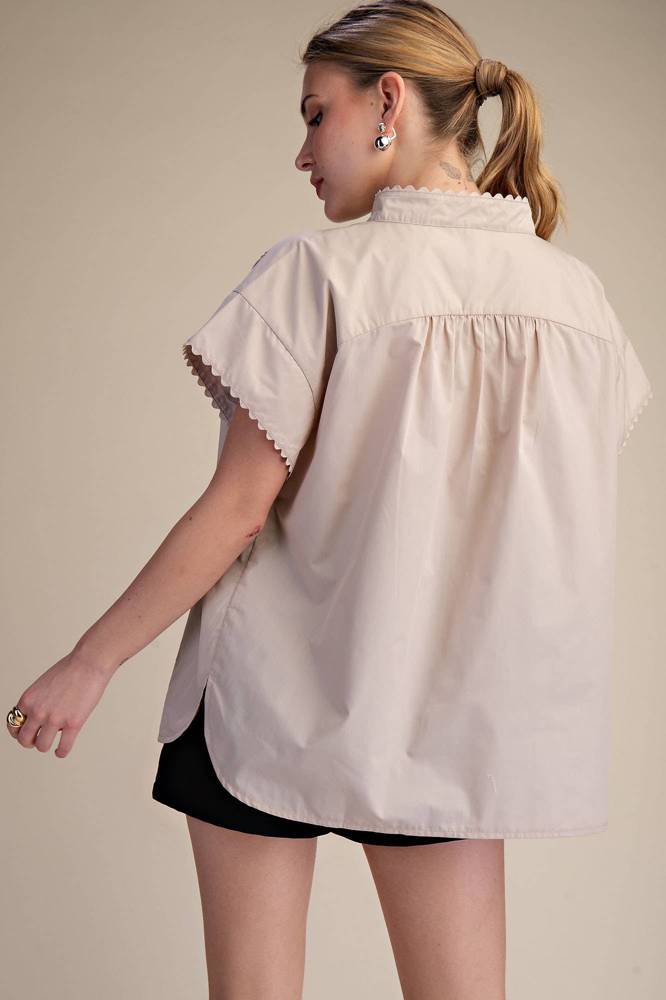 Cap Sleeve Oversized Shirt