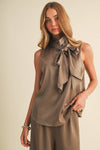Tie Neck Sleeveless Blouse (Pre-order)
