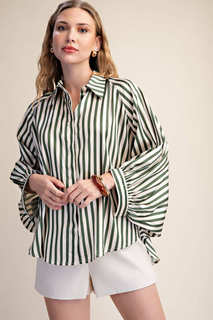 Stripe Wide Sleeve Buttondown (August Arrival)