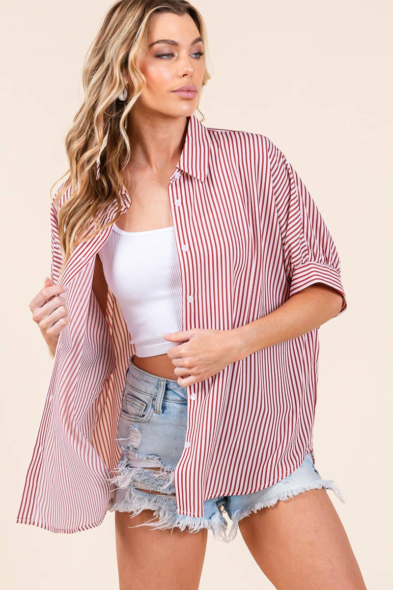 Oversized Striped Button Down Shirt