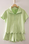 Half-Zip Scalloped Set