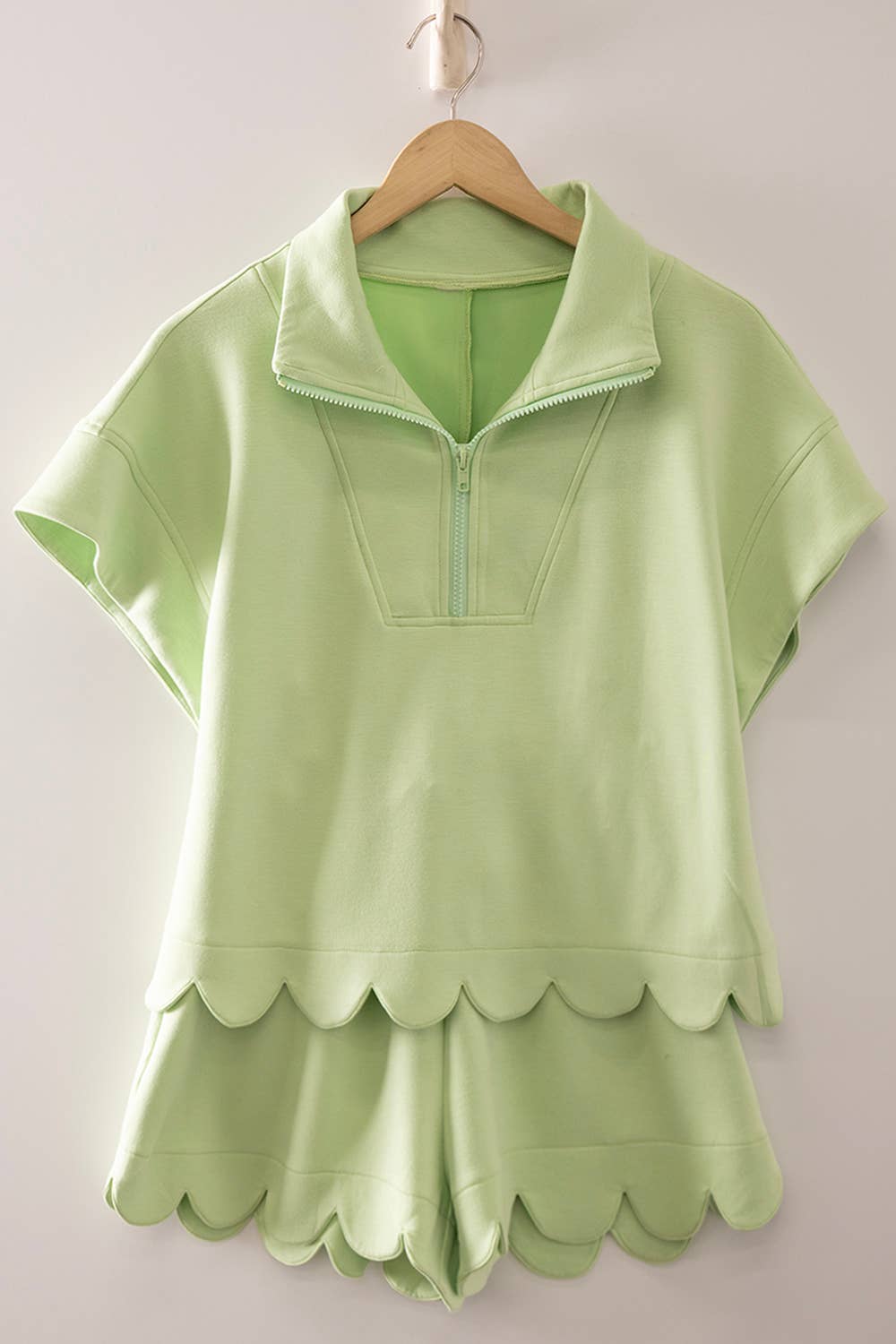 Half-Zip Scalloped Set