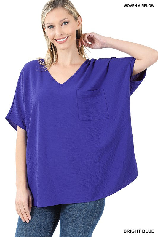 Woven Airflow Top with Pocket