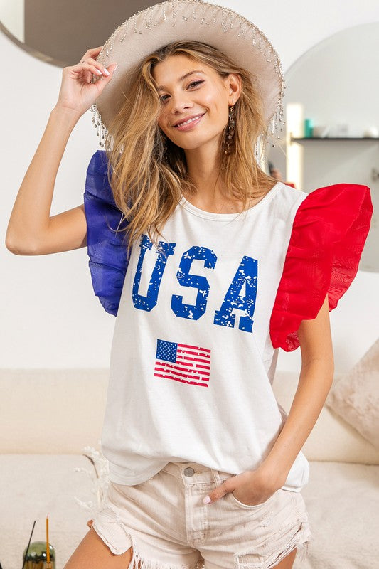 USA Organza Sleeve Top