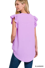 Load image into Gallery viewer, Woven Ruffle Sleeve Blouse
