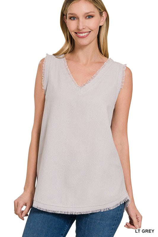 Frayed Edge Sleeveless Top