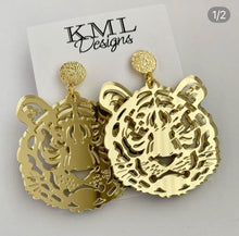 Load image into Gallery viewer, Acrylic Gold Tiger Earrings
