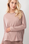 Boat Neck Drop Shoulder Long Sleeve Top