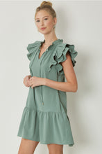Load image into Gallery viewer, Ruffle Sleeve Tiered Mini Dress
