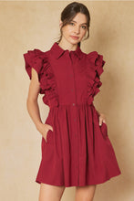 Load image into Gallery viewer, Collared Ruffle Mini Dress
