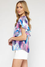 Load image into Gallery viewer, Printed Ruffle Sleeve Top
