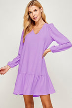 Load image into Gallery viewer, Solid Vneck Dress with Drop Waist
