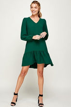 Load image into Gallery viewer, Solid Vneck Dress with Drop Waist
